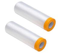 Film di mascheramento adesivo con nastro per pittura, copertura polvere plastica mobili, pavimento, muro, moquette e protezione dell'auto durante la ristrutturazione della casa 4 Rolls 2mx20m