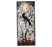 Film di privacy della finestra in vetro colorato 18x39 Film per finestre gotico a doppia parte Raven Moon Berry Vines Adesivo da cling statico per Halloween Decorazioni per la casa Privacy in vetro c