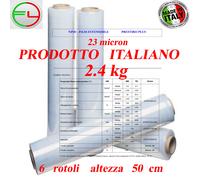 FILM ESTENSIBILE NASTRO PELLICOLA PER IMBALLAGGIO 6 ROTOLI 2.4 kg