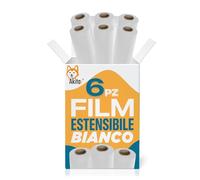 Film Estensibile per Imballaggio Multiuso 3 KG - EXTRA XXL - 160Mx30MYx50H cm, Extra Resistente per Spedizioni e Traslochi (BIANCO, 6)