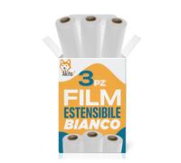 Film Estensibile per Imballaggio Multiuso 3 KG - EXTRA XXL - 160Mx30MYx50H cm, Extra Resistente per Spedizioni e Traslochi (BIANCO, 3)