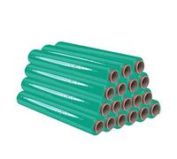 Film para Embalar 50 cm de Ancho y Estirable Hasta 300 Metros de Longitud - Rollo de Film Elástico Manual para Embalaje Industrial (18 ud, verde)