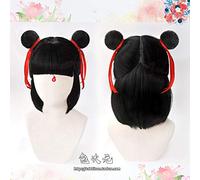 Film Parrucca Cosplay per capelli sintetici termoresistenti con parrucca Nezha Nuzar Nalakuvara con nastro rosso + cappuccio parrucca gratuito