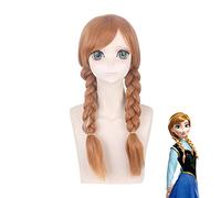 Film Principessa Anna Brown Mix Bionda Doppia parrucca per capelli sintetici Parrucca Cosplay per Halloween