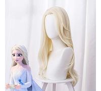 Film Principessa Elsa 2 Parrucche Cosplay Snow Ice Queen Capelli lunghi ondulati giallo chiaro per feste Ragazze Regalo per donne