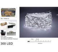 Filo 300 MicroLED bianco freddo con cavo in rame e trasformatore Luci natalizie