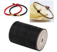 Filo cerato, cordoncino sottile da 0,45 mm Filo in pelle di poliestere rivestito in cera Corde per rotoli artigianali per lavorazione della pelle, perline, rilegatura di libri, (Nera)