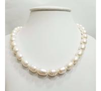 Filo COLLANA PERLE OVALI BIWA WHITE Misura da 11 a 12 mm Lunghezza 40 cm