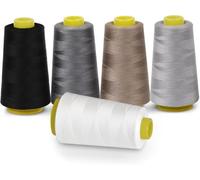 Filo da Cucito di per Macchina da Cucire, 5 X 2743 Metri Fili 100% Poliestere Spolette per Serger Overlock, Quilting o Ricamo