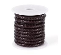 Filo da ricamo, Braided Leather Cords 3-6mm Multicolor Cowhide DIY Jewelry Making Handicrafts Supplies(Coconutbrown,6mm 3.5m)