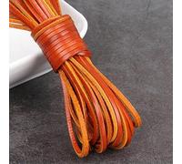 Filo da ricamo, Cowhide Leather Rope String, 2m Yellow Coffee Cord Flat Round Multiple Sizes for DIY Bracelet Making(Flat 2x2mm)