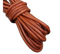 Filo da ricamo, Cowhide Leather Rope String, 2m Yellow Coffee Cord Flat Round Multiple Sizes for DIY Bracelet Making(Round 4mm)
