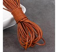 Filo da ricamo, Cowhide Leather Rope String, 2m Yellow Coffee Cord Flat Round Multiple Sizes for DIY Bracelet Making(Round 2mm)