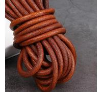 Filo da ricamo, Cowhide Leather Rope String, 2m Yellow Coffee Cord Flat Round Multiple Sizes for DIY Bracelet Making(Round 6mm)