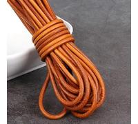 Filo da ricamo, Cowhide Leather Rope String, 2m Yellow Coffee Cord Flat Round Multiple Sizes for DIY Bracelet Making(Round 3mm)
