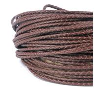 Filo da ricamo, Round Leather Cords 2 Meters 3-6mm Multicolor for Jewelry Making DIY(Dark Coffee,4mm 2Meters)