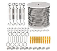 Filo Di Acciaio 1 Set 15/30/50 M Kit di fune metallica multifunzionale Cavo in acciaio inossidabile for tenda Appeso stendibiancheria esterno Corde for guardrail(50m)