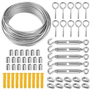 Filo Di Acciaio 1Set 10/15/20/25/30/50M Kit di fune multifunzione Cavo in acciaio inossidabile for tenda Appeso stendibiancheria Corde for guardrail esterno(Type7 20M)