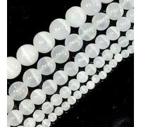 Filo di Perle di Cristallo Sciolto di Selenite Bianca Naturale da 4/6/8/10 mm