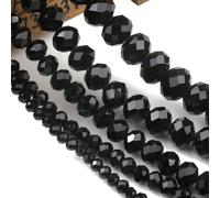 Filo di perle di vetro austriache sfaccettate di colore nero, dimensioni 4/6/8 mm, perle sferiche distanziatrici sciolte per la realizzazione di gioielli, bracciali, collane, orecchini e borse fai-da-