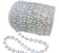 Filo di perline di cristallo da 30,2 m, iridescente in acrilico trasparente, rotolo di perline di diamante per artigianato, tende di perline, decorazioni per feste di nozze, ghirlanda di cristallo in