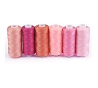 Filo di ricamo, Filo da cucito for ricamo multicolore 6 pezzi, poliestere 400 iarde, for uso manuale e a macchina(Pink series)