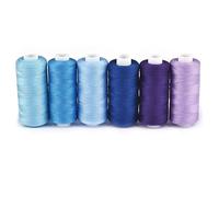 Filo di ricamo, Filo da cucito for ricamo multicolore 6 pezzi, poliestere 400 iarde, for uso manuale e a macchina(Blue series)