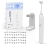 Filo interdentale elettrico con 50 testine di ricambio e vassoio portaoggetti, 4 modalità, 800 mAh, ricaricabile, per la cura delle gengive dei denti