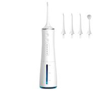Filo interdentale per pulizia dei denti 4 modalità, irrigatore orale 300ml ricaricabile portatile pulitore dentale viaggio IPX7 impermeabile filo elettrico bianco
