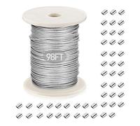 Filo per appendere quadri, filo di acciaio inossidabile rivestito in plastica con 50 manicotti in alluminio per appendere cornici fotografiche, opere d'arte, specchi, mangiatoie per uccelli, luci per