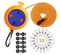 Filo per bucato allungabile, 10 m, portatile, da viaggio, per vacanze, all'aperto, per bagno, lavanderia, giardino o viaggio, con 10 fibbie fisse e 20 mollette
