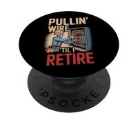 Filo per elettricista con teschio, stile vintage "Til I Retire PopSockets PopGrip Adesivo