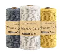 Filo per Macrame 3mm Set di Corda Macrame 300m, 3 rotoli Corda Macrame Naturale, Macramè Filo Morbido per Arazzi, Appendini per Piante, Artigianato Fai da Te, Decorazioni Boho, Confezioni Regalo