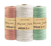 Filo per Macrame 3mm Set di Corda Macrame 300m, 3 rotoli Corda Macrame Naturale, Macramè Filo Morbido per Arazzi, Appendini per Piante, Artigianato Fai da Te, Decorazioni Boho, Confezioni Regalo
