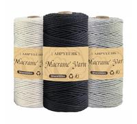 Filo per Macrame 3mm Set di Corda Macrame 300m, 3 rotoli Corda Macrame Naturale, Macramè Filo Morbido per Arazzi, Appendini per Piante, Artigianato Fai da Te, Decorazioni Boho, Confezioni Regalo