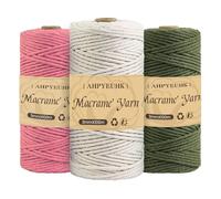 Filo per Macrame 3mm Set di Corda Macrame 300m, 3 rotoli Corda Macrame Naturale, Macramè Filo Morbido per Arazzi, Appendini per Piante, Artigianato Fai da Te, Decorazioni Boho, Confezioni Regalo