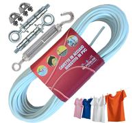 parpyon® Filo per stendere il bucato da esterno d.4,5mm Resistente filo stendibiancheria per esterno Made in Italy Cavetto in Acciaio rivestito (Filo+Kit a Muro, 20MT)
