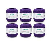 Filo per uncinetto Gründl 100 Uni (filo di cotone mercerizzato per uncinetto 566 m, misura dell'ago: 1,5-2, viola, cotone, 6 x 100 g, 6