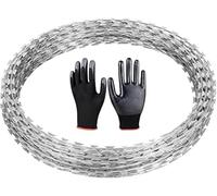 Filo Spinato Filo Spinato - Filo Spinato Nastro Rasoio Filo A Fisarmonica - Acciaio Zincato Filo Spinato Recinzione Rasoio Recinzione - Doppia Spirale, Silver, 15m