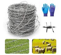 Filo spinato zincato bobina di filo spinato perfetto: Nizirioo 18 gauge 4 punti filo per bricolage zincato a caldo, filo di bloccaggio, 1,6 mm x 16 m, per recinzioni e per animali deterrenti