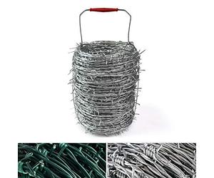 Filo spinato zincato o Verde, Resistente alla trazione e alla Rottura, Lunghezza 50 m, Spessore del Filo di 1,7 mm, Rotolo di Filo di salice, Recinzione Selvatica, Protezione degli Oggetti (zincato)