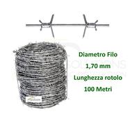 SERVICEWEBSHOP | 100 MT Filo Spinato Zincato per Recinzioni in Rete Metallica, Matassa 100 mt Filo 1,7 mm, per recinzione da giardino, Deterrente e Protezione Antintrusione