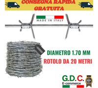 FILO SPINATO ZINCATO Rotolo 20 mt. Spessore 1,7mm x Recinzione Balcone Giardino