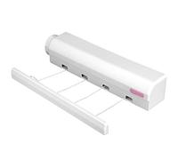 Filo Stendibiancheria Retrattile con 4 Fili/5 Fili Stendino Telescopico da Parete Stendibiancheria Estensibile a Scomparsa Fino a 3,2 m/3,75 m per Interni ed Esterni(4 Fili)