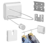 Filo stendibiancheria retrattile per interni, massimo 4 m, non cedente, per esterni, resistente, da appendere al muro, in acciaio inox (bianco)