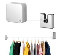 Filo stendibiancheria retrattile per interni, non cedente, per esterni, resistente, per asciugare i vestiti, da parete, in acciaio inox, 4 m (bianco-1)