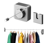 Filo stendibiancheria retrattile per interni, non cedente, per esterni, resistente, per asciugare i vestiti, da parete, in acciaio inox, 4 m (grigio)