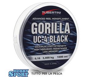 FILO TUBERTINI GORILLA UC 4 BLACK 1000 MT DIAM. 0,16 MM PER MULINELLO TROTA LAGO