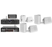 FILODIFFUSIONE AUDIO CON AMPLIFICATORE 4 ZONE VOLUME SEPARABILI + CASSE AUDIO DA PARETE NERE O BIANCHE (6 CASSE GRANDI BIANCHE DA ESTERNO)