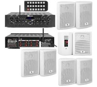 FILODIFFUSIONE AUDIO CON AMPLIFICATORE 4 ZONE VOLUME SEPARABILI + CASSE AUDIO DA PARETE NERE O BIANCHE (8 CASSE AUDIO BIANCHE)